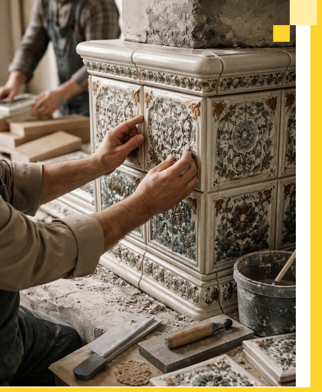 Изразцовые камины под ключ в Сасове: проект и монтаж