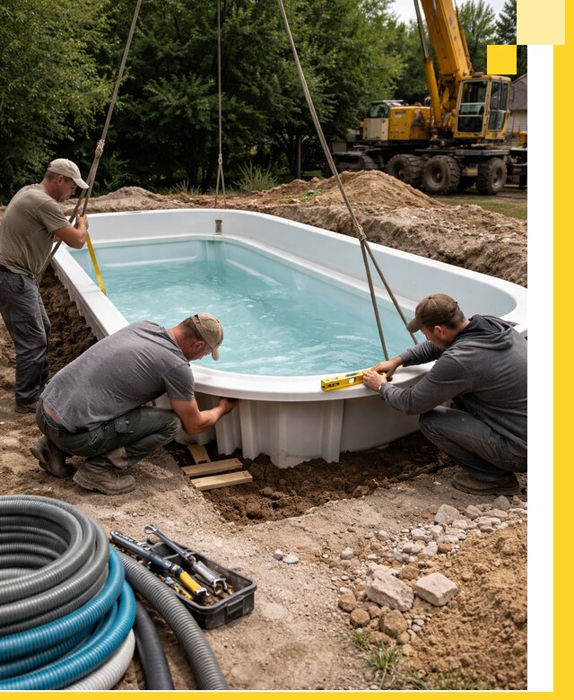 Установка и монтаж композитных бассейнов под ключ в Сасове