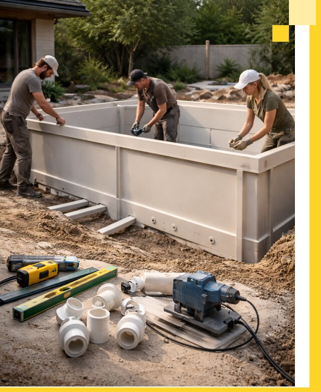 Установка полипропиленовых бассейнов под ключ в Сасове