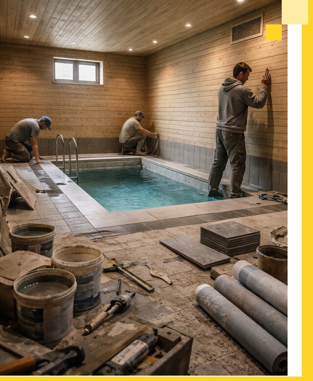 Строительство бани с бассейном и сауной под ключ в Сасове