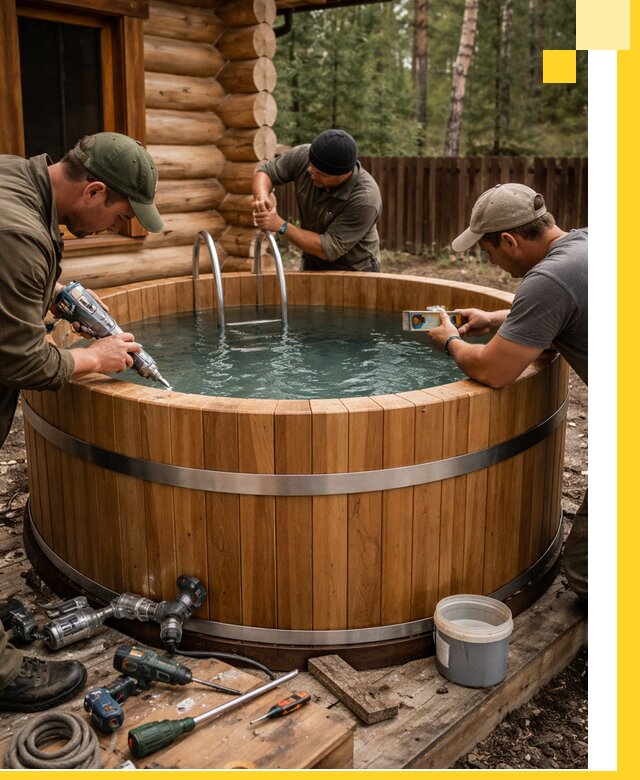 Строительство бань с купелью под ключ и отделкой в Сасове