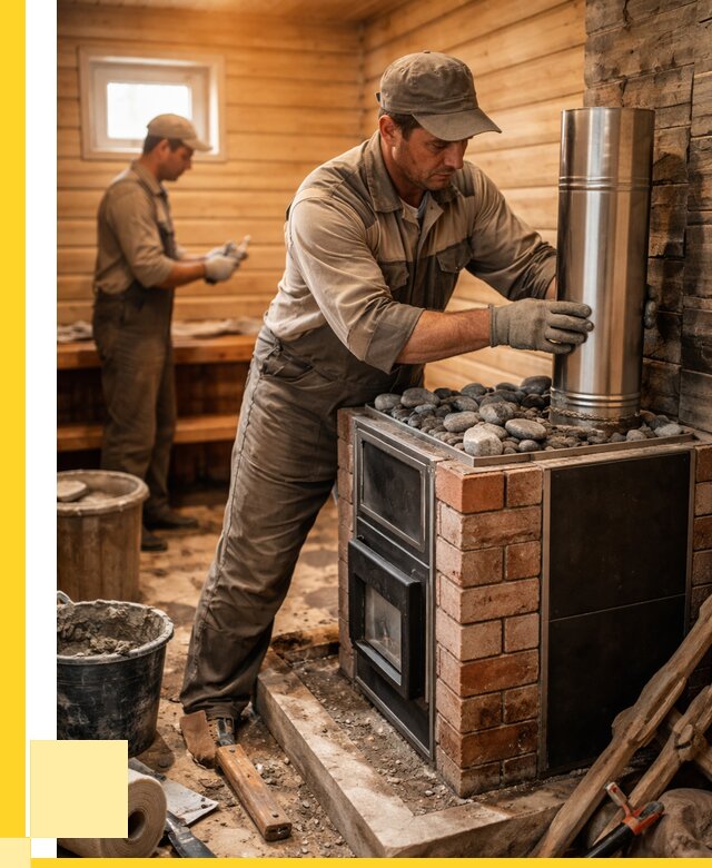 Монтаж печи в бане под ключ в Сасове от 20210 р. | ЭриданСсв