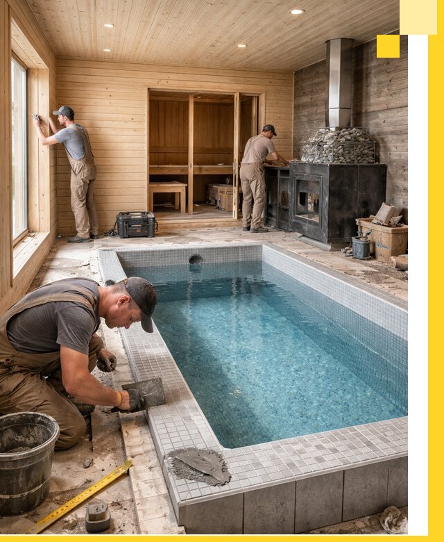 Проект бани с бассейном и сауной в Сасове под ключ