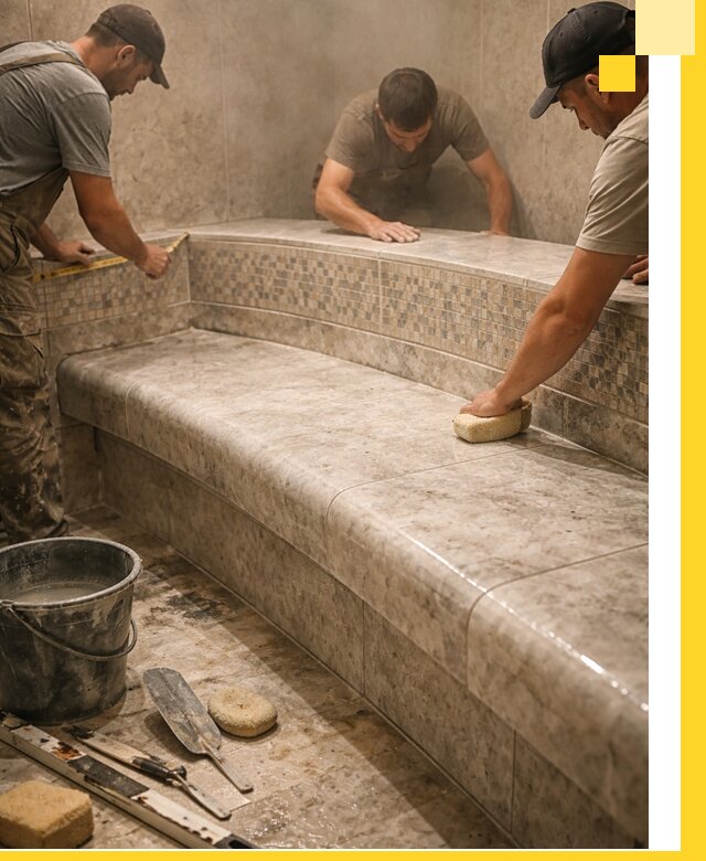 Изготовление и установка сидений для хамама в Сасове