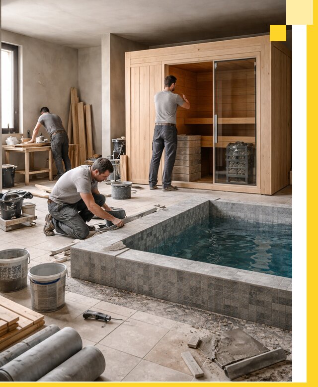 SPA зоны под ключ с бассейном сауной и печью в Сасове